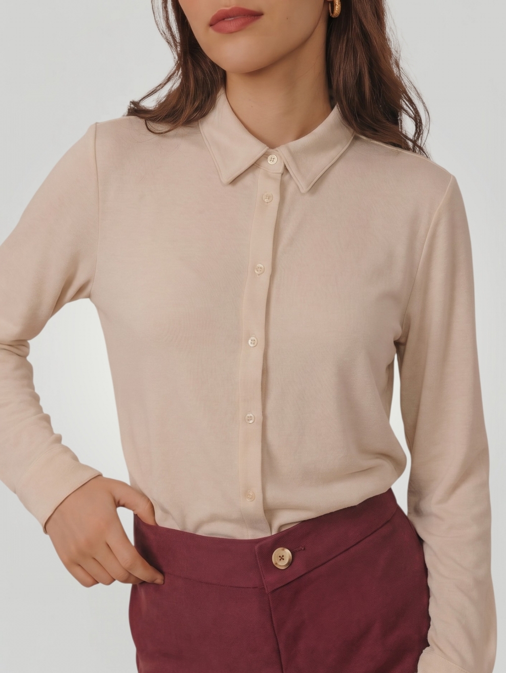 Ann Taylor Women's XL Ivory Cream Button Down Blouse Modal Cotton Stretch New